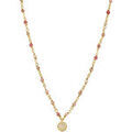 Colliers sur Grenoble : Collier Orusbijoux Collier Argent Dor&eacute; M&eacute;daillon Serti Blanc Et Pierres Quartz Dor&eacute;
