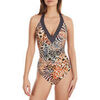 Maillots de bain Selmark Maillot de bain 1 pi&egrave;ce triangle multipositions Animal Marron