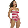Maillots de bain Selmark Maillot de bain une pi&egrave;ce pr&eacute;form&eacute; multipositions Mykonos Rouge