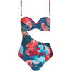 Maillots de bain Lisca Maillot de bain une pi&egrave;ce pr&eacute;form&eacute; asym&eacute;trique ROMA Bleu