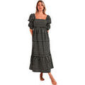 Robes sur Grenoble : Robe Admas Robe longue estivale demi-manches col carr&eacute; Dreams Marron