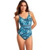 Maillots de bain Selmark Maillot de bain une pi&egrave;ce shapewear pr&eacute;form&eacute; ACANTHUS Bleu