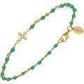 Bracelets sur Grenoble : Bracelets Orusbijoux Bracelet Argent Dor&eacute; Croix Zirconium Blanc Et Pierres Onyx Dor&eacute;