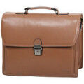 Serviettes sur Grenoble : Porte document Katana Cartable 3 Soufflets Cuir De Vachette Grain&eacute; K 69329 Marron