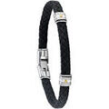 Bracelets Jourdan Bracelet homme Hudson cuir synth&eacute;tique noir Blanc Grenoble