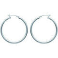 Boucles oreilles Brillaxis Cr&eacute;oles argent rhodi&eacute; 40mm Blanc Grenoble