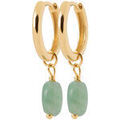 Boucles oreilles Brillaxis Cr&eacute;oles plaqu&eacute; or amazonite 13mm Jaune Grenoble
