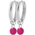 Boucles oreilles Brillaxis Boucles d'oreilles cr&eacute;oles pampille fuschia argent Blanc Grenoble