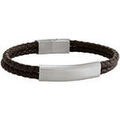 Bracelets Jourdan Bracelet C&ocirc;me tress&eacute; marron et acier Blanc Grenoble