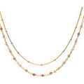 Colliers sur Grenoble : Collier Orusbijoux Collier Argent Dor&eacute; Double Chaine Et Pierres Naturelles Dor&eacute;