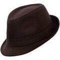 Chapeaux sur Grenoble : Chapeau Chapeau-Tendance Chapeau trilby fa&ccedil;on cuir MAX T57 Marron