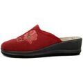 Chaussons Inblu Femme Mule, Textile Velour chaud, compens&eacute; - GI26 Rouge