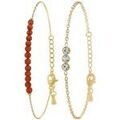 Bracelets Sc Boh&egrave;me B4264-REDAVENTURINE+BS4274-DORE Rouge Grenoble