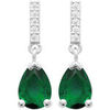 Boucles oreilles Brillaxis Boucles d'oreilles argent rhodi&eacute; Pierre verte Blanc