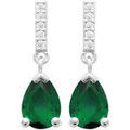 Boucles oreilles Brillaxis Boucles d'oreilles argent rhodi&eacute; Pierre verte Blanc Grenoble