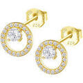 Boucles oreilles Lotus Puces d'oreilles Silver cercle dor&eacute; empierr&eacute; Jaune Grenoble