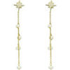 Boucles oreilles Orusbijoux Boucles D Oreilles Argent Dor&eacute;e &eacute;toile Et Perles Naturelles Dor&eacute;