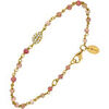 Bracelets Orusbijoux Bracelet Argent Dor&eacute; Goutte Serti Blanc Pierres Quartz Rose Dor&eacute;