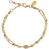 Bracelets Orusbijoux Bracelet Argent Dor&eacute; Double Chaine Goutte Et Pierres Dor&eacute;