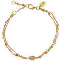 Bracelets Orusbijoux Bracelet Argent Dor&eacute; Double Chaine Goutte Et Pierres Dor&eacute;