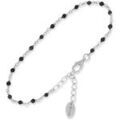 Bracelets Orusbijoux Bracelet En Argent Rhodi&eacute; Pierres Noires Argent&eacute; Grenoble