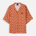 Chemise Oxbow Chemise en lin viscose imprim&eacute;e AZULEJO Rouge Grenoble