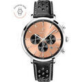 Montre Pierre Lannier Montre Homme BARON Saumon Cuir perfor&eacute; Noir Rose Grenoble