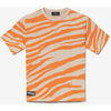 T-shirt enfant Le Temps des Cerises T-shirt zabrabo z&eacute;br&eacute; beige et orange imprim&eacute; Noir