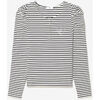 T-shirt Le Temps des Cerises Top demi &agrave; rayures noires et blanches Blanc