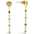 Boucles d'oreille sur Grenoble : Boucles oreilles Orusbijoux Boucles D'oreilles Argent Dor&eacute; Pendantes C?ur Pierres Vert
