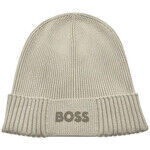Bonnet BOSS BONNET BEIGE &Agrave; LOGO EN COTON ET LAINE VIERGE ASIC_BEANI Beige