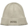Bonnet BOSS BONNET BEIGE &Agrave; LOGO EN COTON ET LAINE VIERGE ASIC_BEANI Beige