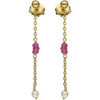Boucles oreilles Orusbijoux Boucles D Oreilles Argent Dor&eacute; Pierres Pr&eacute;cieuses Rubis Dor&eacute;