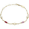 Bracelets Orusbijoux Bracelet Argent Dor&eacute; Pierres Pr&eacute;cieuses Rubis V&eacute;ritable Et Dor&eacute;