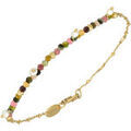 Bracelets Orusbijoux Bracelet Argent Dor&eacute; Pampille Perle Naturelle Et Tourmaline Dor&eacute; Grenoble