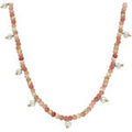 Colliers sur Grenoble : Collier Orusbijoux Collier Argent Dor&eacute; Pampille Perle Naturelle Et Rhodonite Dor&eacute;