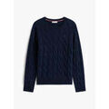 Pull Tommy Hilfiger Pull femme torsad&eacute; marine en laine Bleu