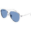 Lunettes de soleil McQ Alexander McQueen AM0373S Lunettes de soleil, Argent/Bleu clair, 59 mm Argent&eacute;