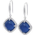 Boucles d'oreille sur Grenoble : Boucles oreilles Lotus Boucles d'oreilles Silver argent coussin bleu