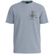 T-shirt BOSS T-SHIRT REGULAR FIT EN COTON M&Eacute;LANG&Eacute; BLEU AVEC MOTIF AR Bleu