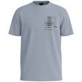 T-shirt BOSS T-SHIRT REGULAR FIT EN COTON M&Eacute;LANG&Eacute; BLEU AVEC MOTIF AR Bleu