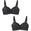 Triangles / Sans armatures Daxon by - Lot de 2 soutiens-gorge dentelle Noir