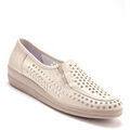 Slip ons Pediconfort Mocassins en cuir perfor&eacute;s Beige Grenoble