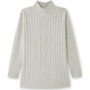Pull Daxon by - Pull col montant maille torsad&eacute;e Gris