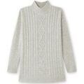 Pull Daxon by - Pull col montant maille torsad&eacute;e Gris
