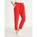 Pantalons sur Grenoble : Pantalon Daxon by - Pantalon raccourci &eacute;lastiqu&eacute; dos Rouge