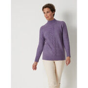 Pull Daxon by - Pull col montant torsad&eacute; Violet