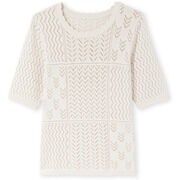 Pull Daxon by - Pull ajour&eacute; manches au coude Beige