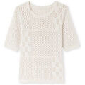 Pull Daxon by - Pull ajour&eacute; manches au coude Beige