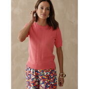 Pull Daxon by - Pull torsad&eacute; manches courtes Rose
